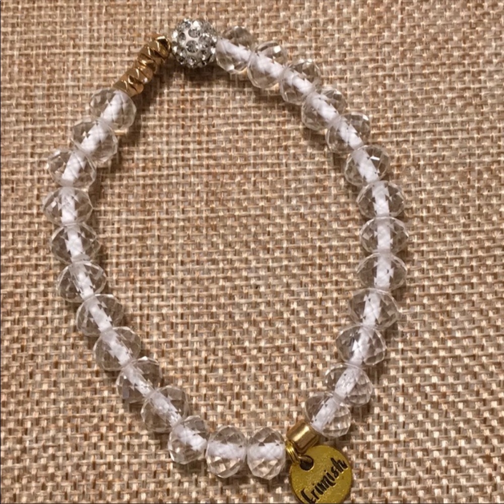 ⛱️🔥Erimish - Clear Crystal & Gold Faceted Stretch Bracelet